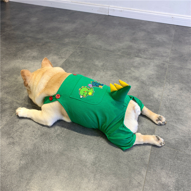 Stylish and Comfortable: Pet Dog Suspenders French Dinosaur Clothes